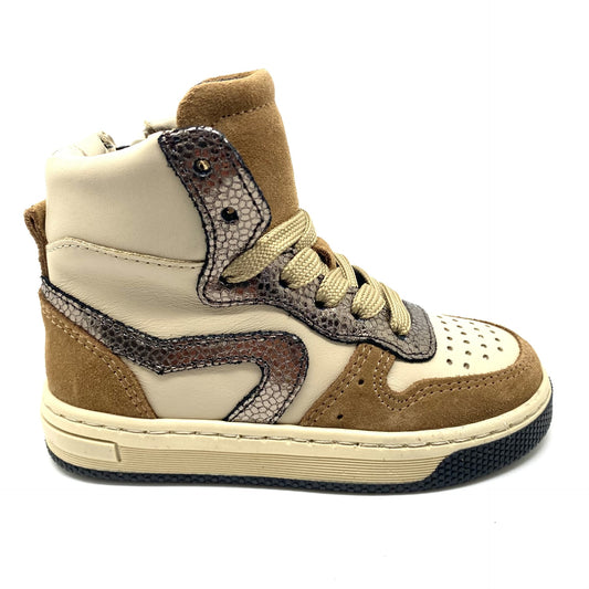 Hip hoge sneaker beige en goud