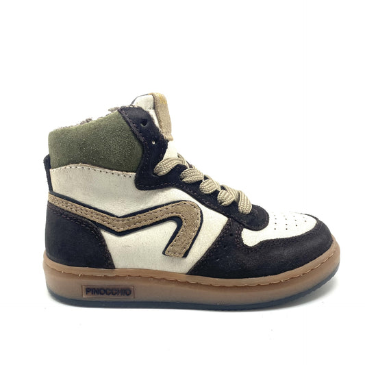 Pinocchio hoge sneaker bruin beige groen