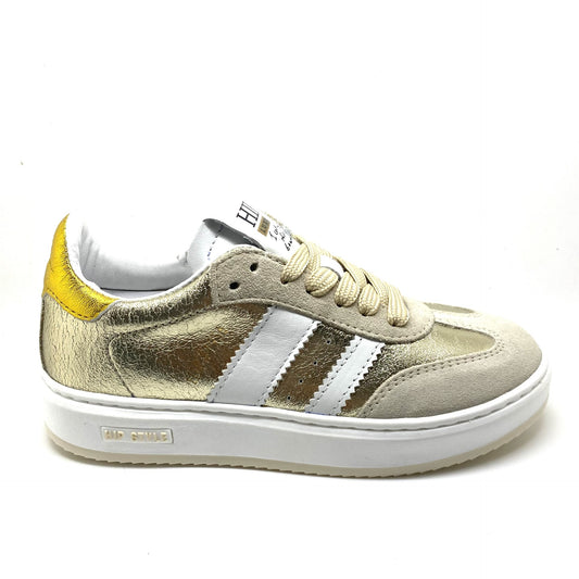 Hip lage sneaker metallic goud