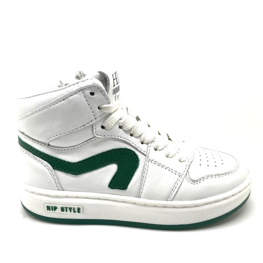 Hip witte hoge sneaker met groene streep