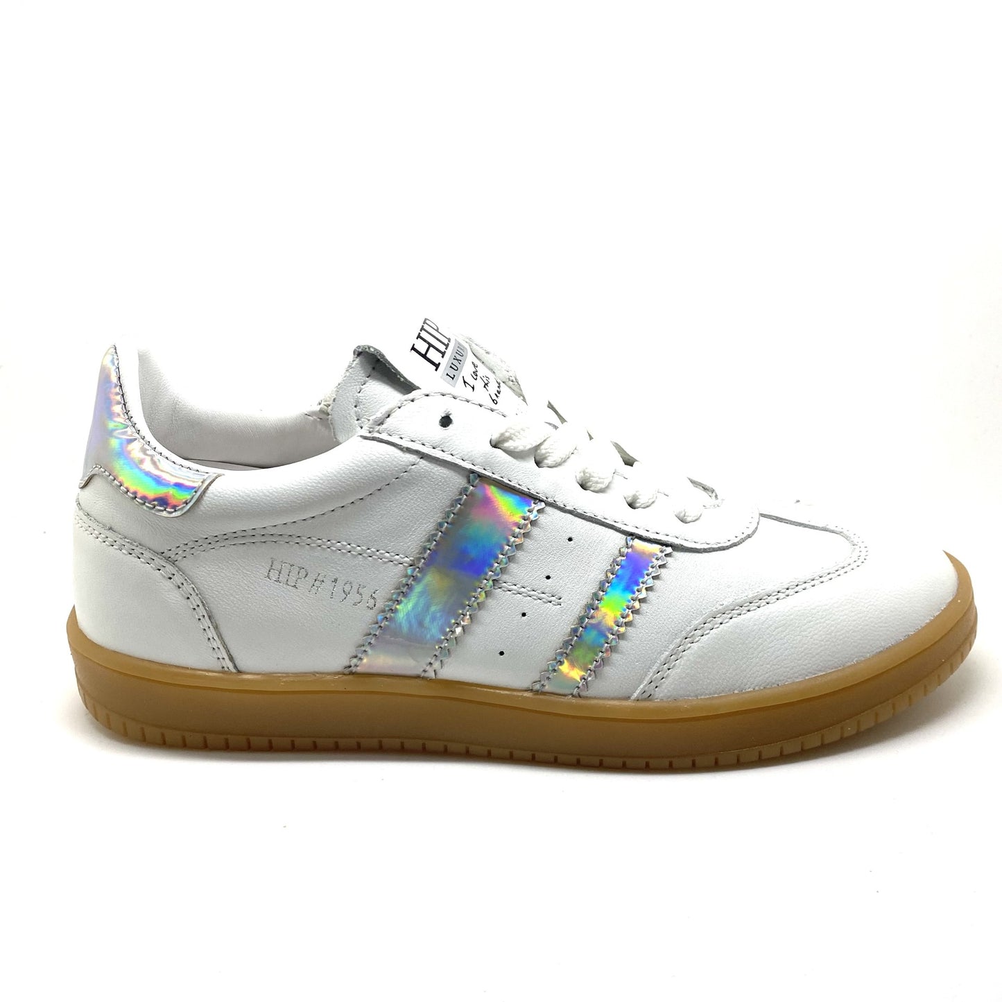 Hip lage witte sneaker met zilver