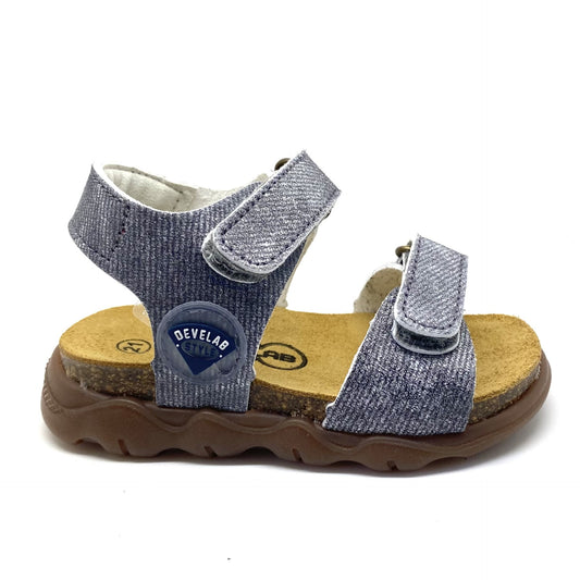 Develab sandaal jeans kleur met 2 velcro