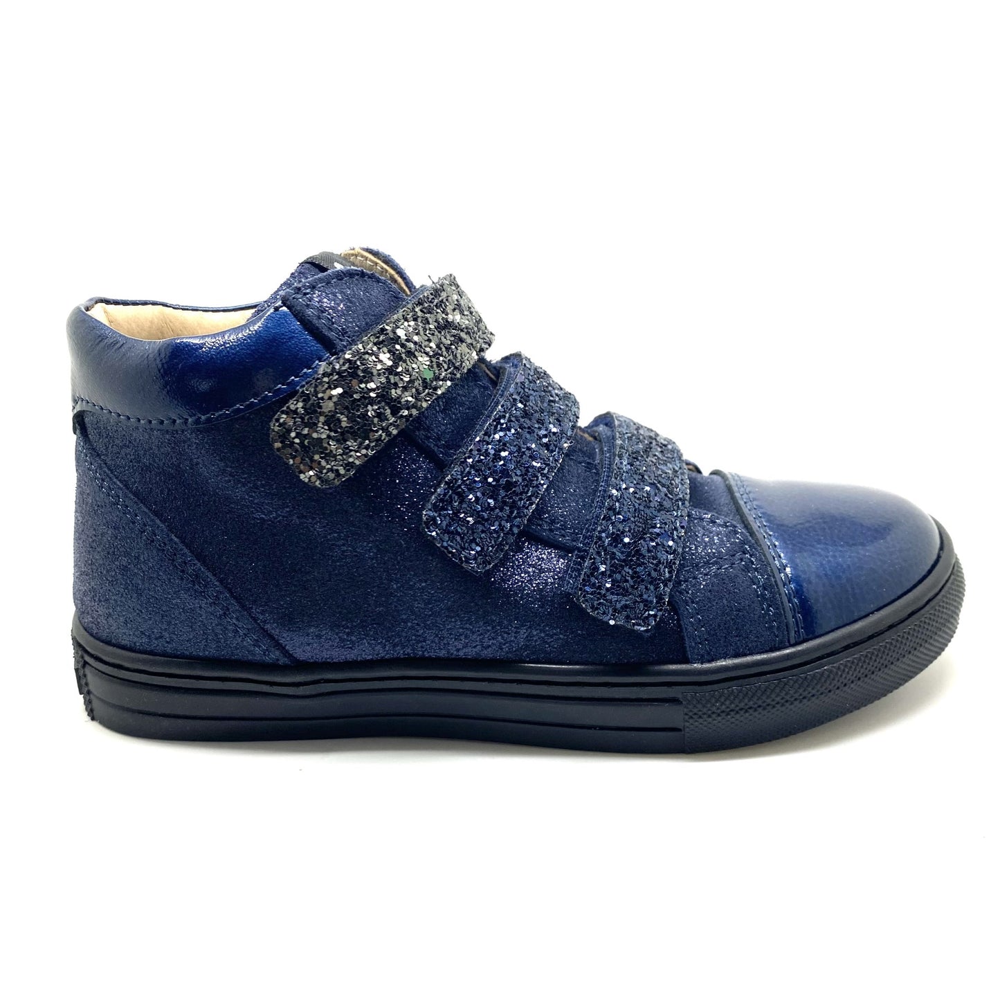 Lunella sneaker blauw met glitter velcro