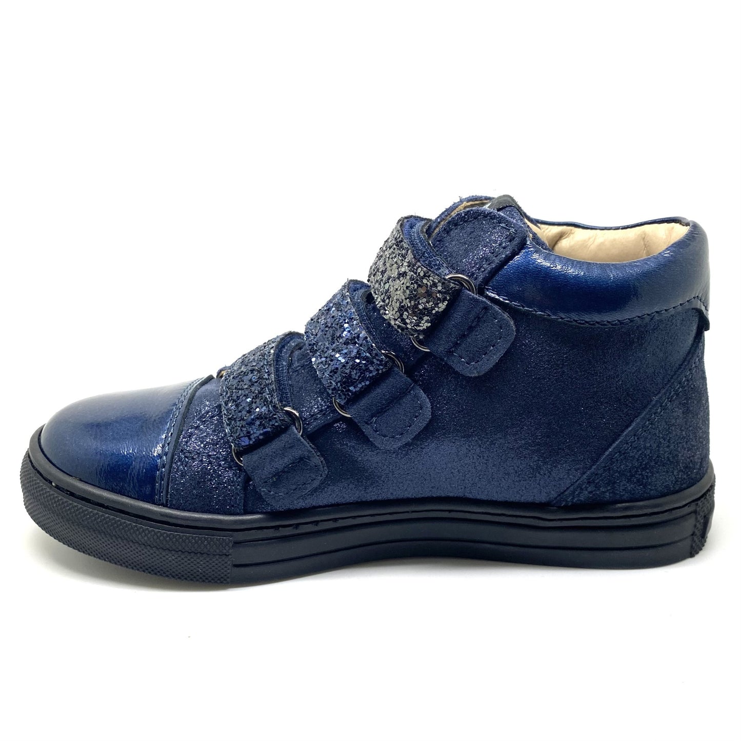 Lunella sneaker blauw met glitter velcro