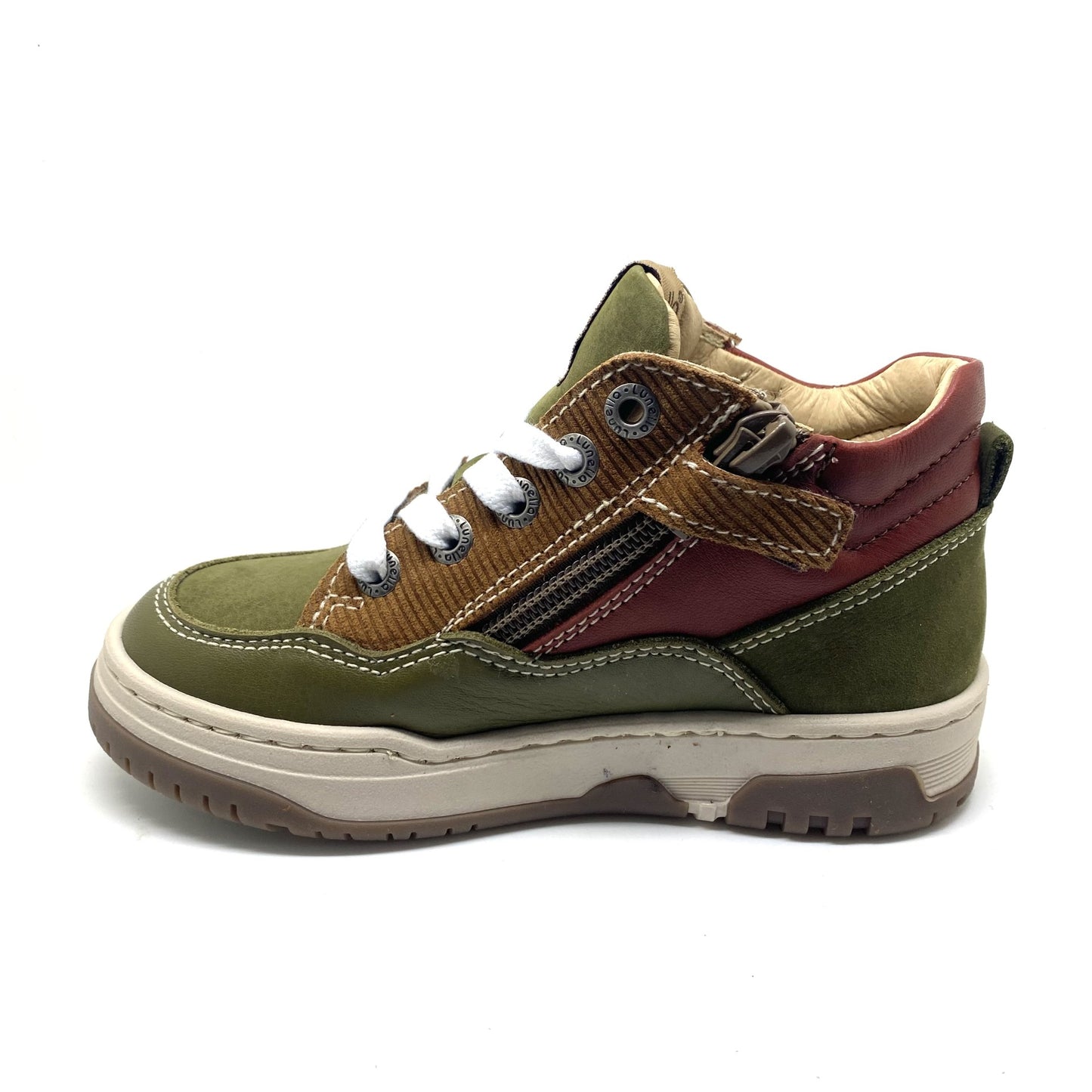 Lunella sneaker kaki en cognac