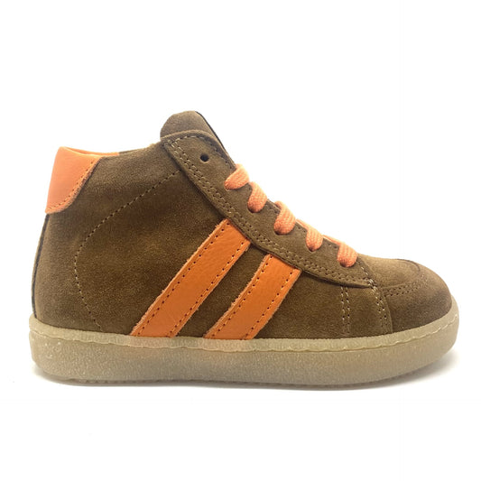 Lunella sneaker bruin met oranje strepen