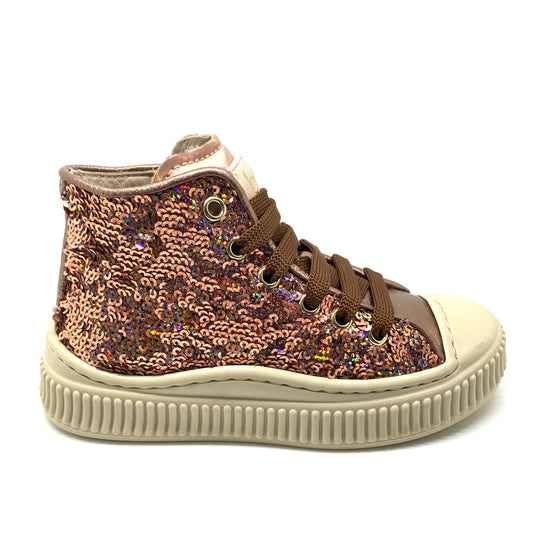 Beberlis sneaker rose bronze met pailletten