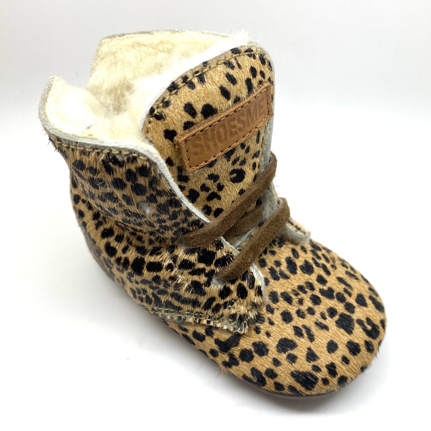 Shoesme parkschoen leopard print volledig met pels binnenin