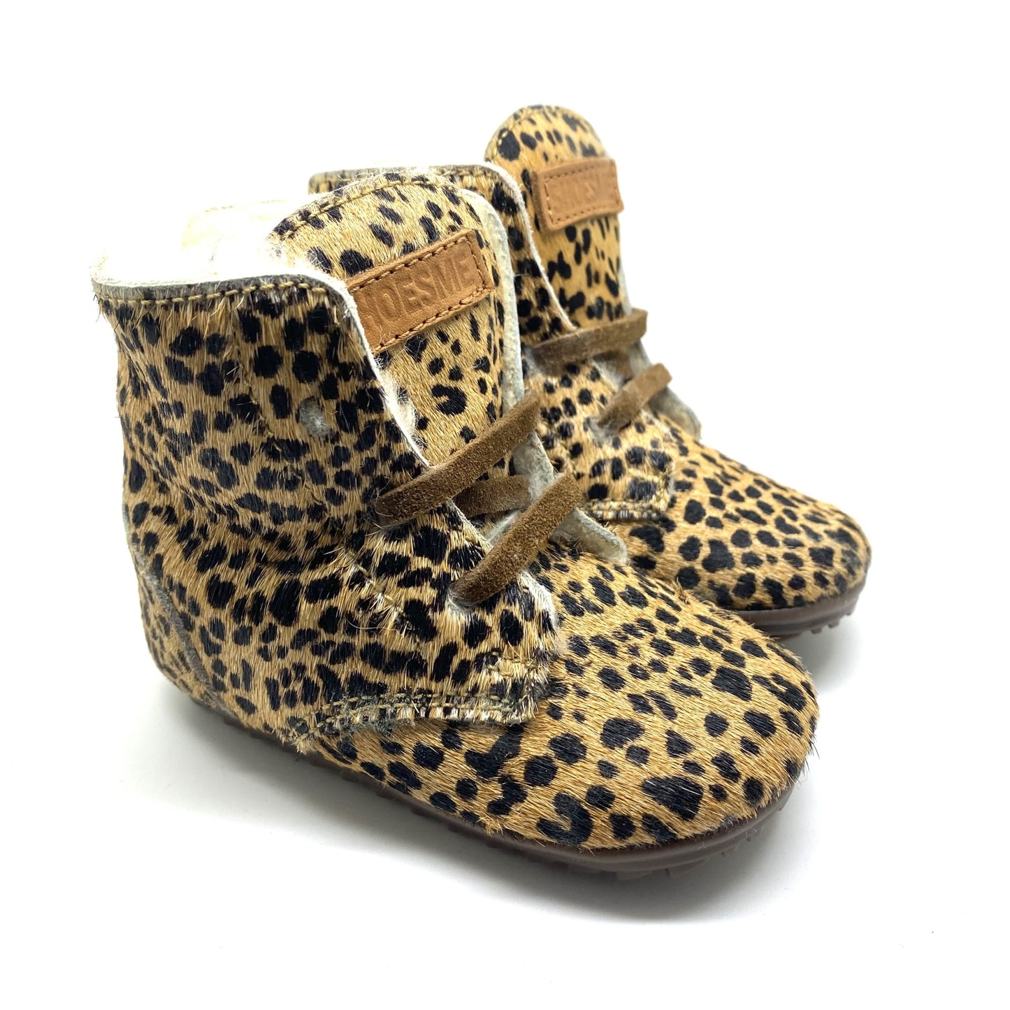 Shoesme parkschoen leopard print volledig met pels binnenin