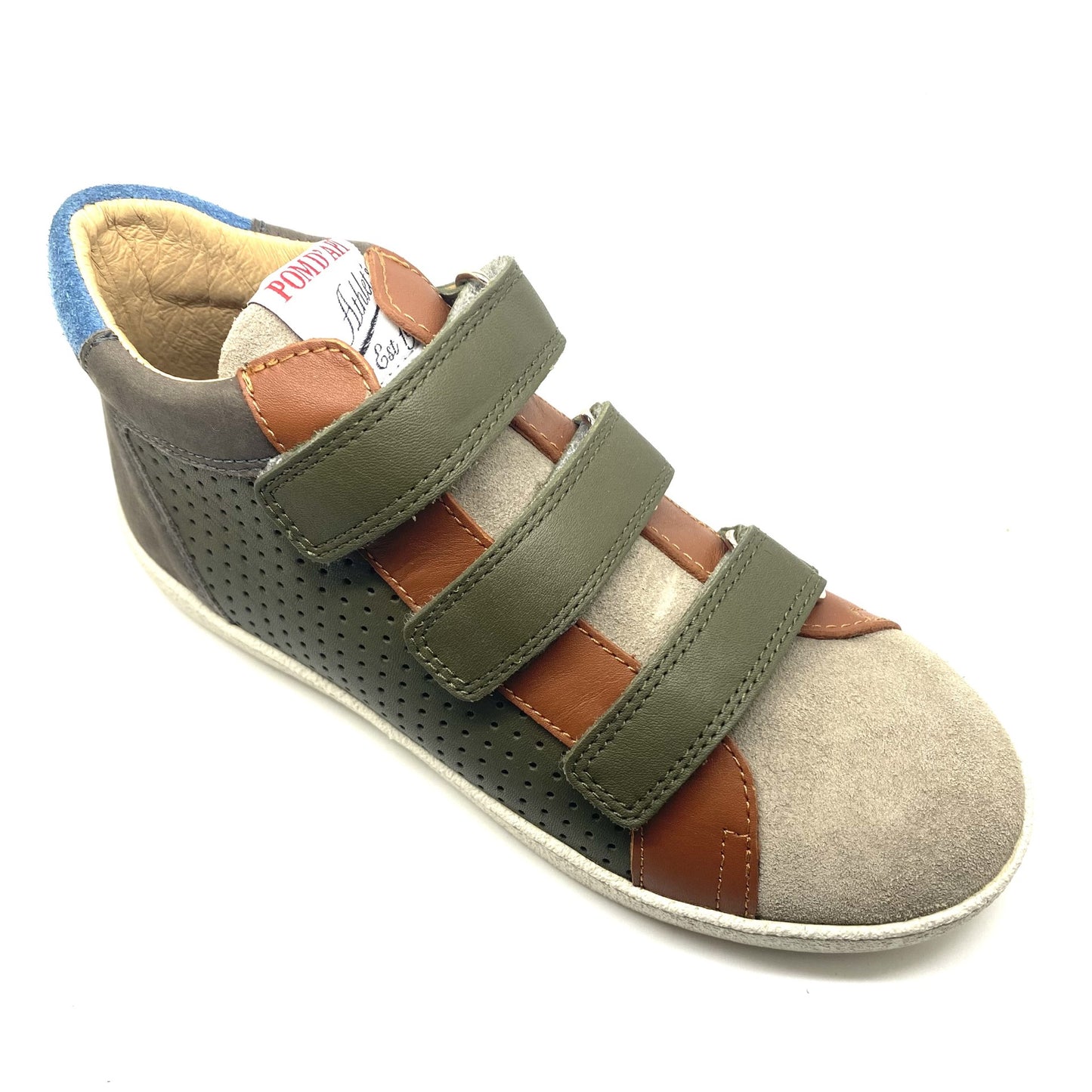 Pom D'api sneaker kaki met 3 velcro