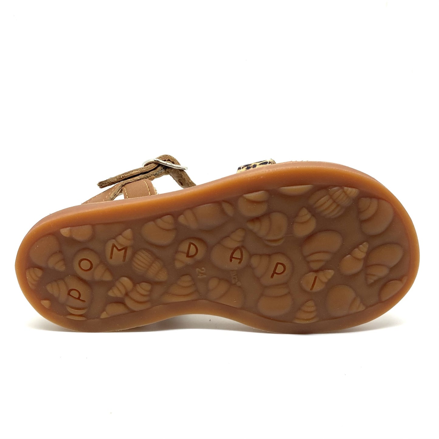 Pom D'Api sandaal cognac met leopard printje