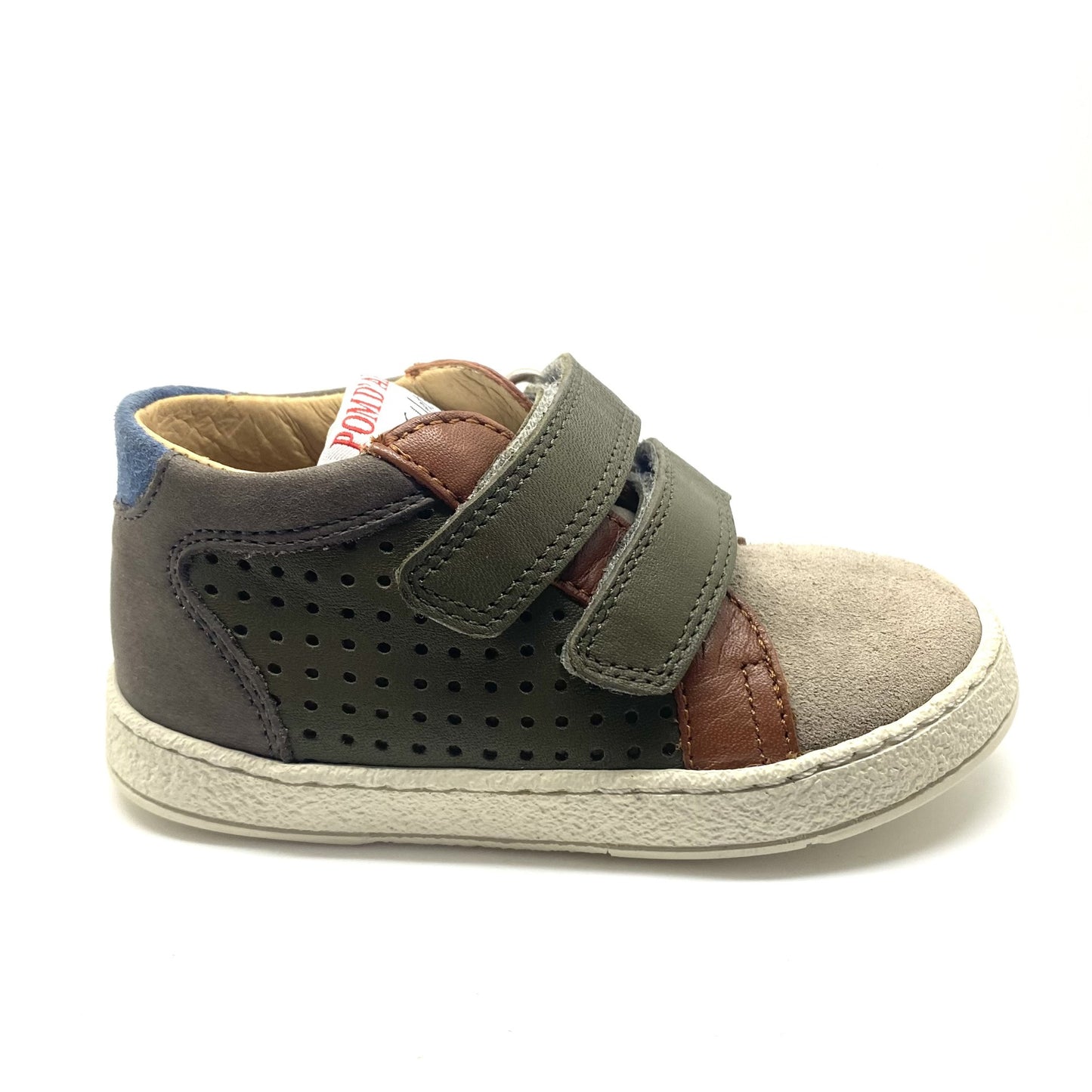 Pom D'api schoen kaki met 2 velcro's