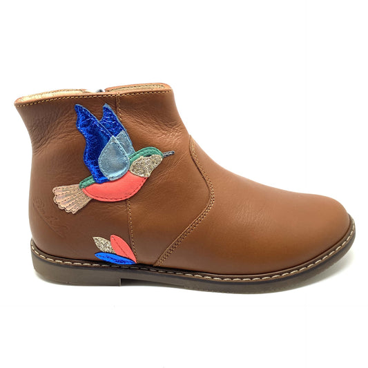 Pom D'Api laarsje cognac met colibri