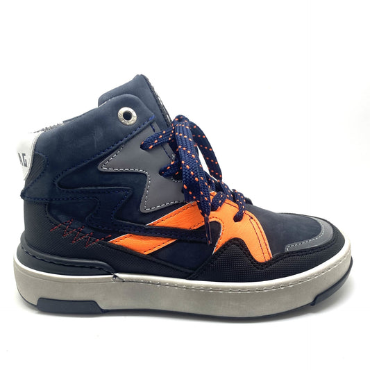 Red Rag blauwe sneaker met fluo oranje