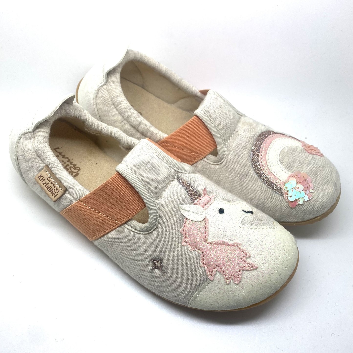 Kitzbühel pantoffel met eenhoorn en regenboog