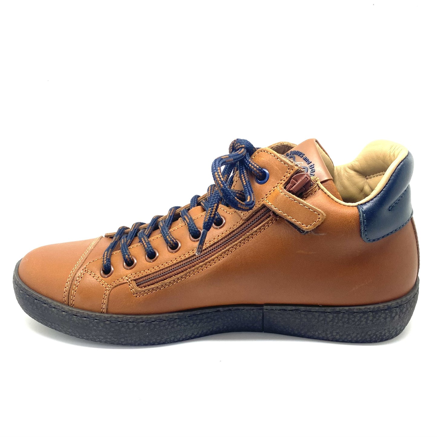 Stones and Bones geklede sneaker bruin en blauw