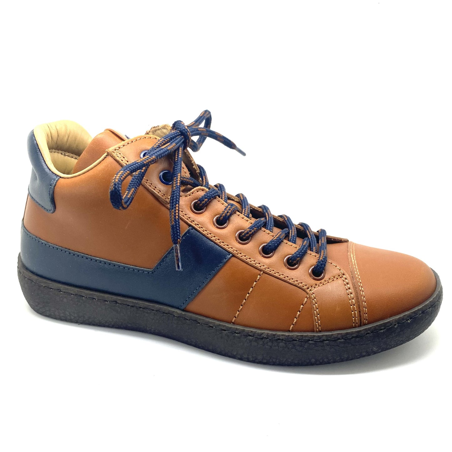 Stones and Bones geklede sneaker bruin en blauw