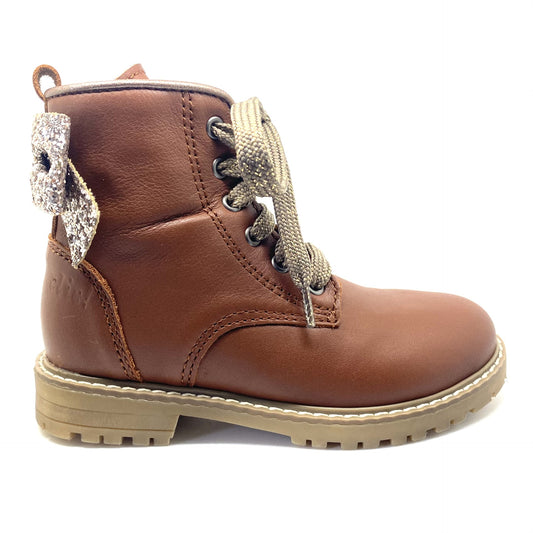 Clic bottine cognac met strik achteraan