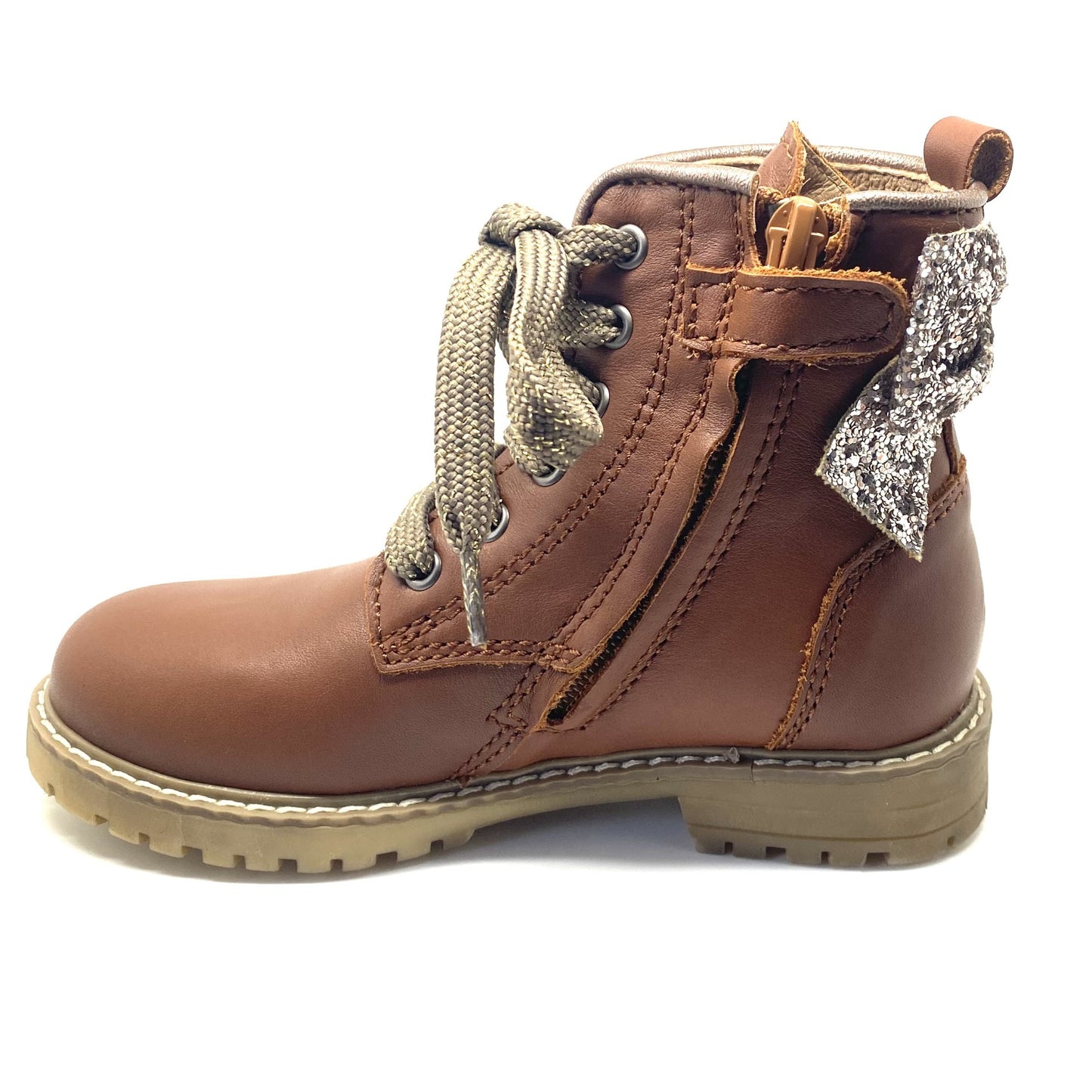 Clic bottine cognac met strik achteraan