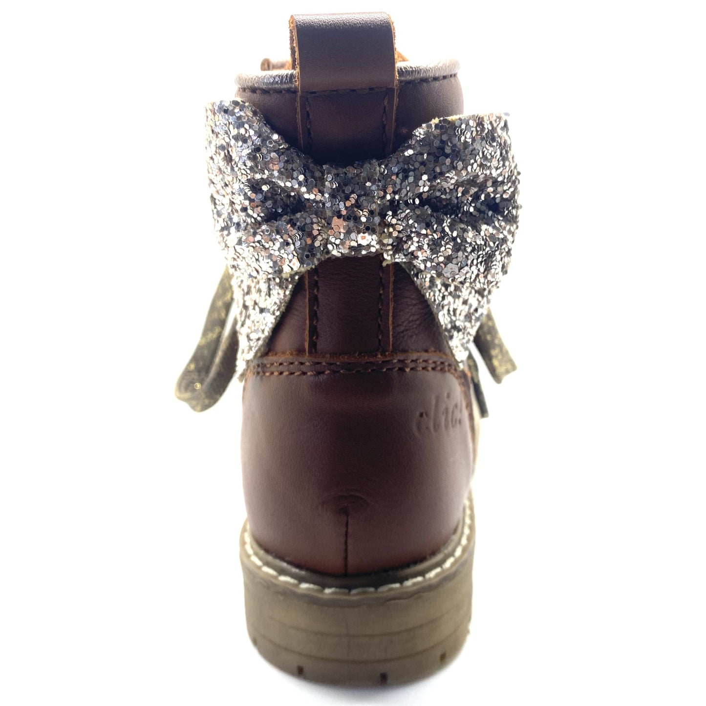 Clic bottine cognac met strik achteraan